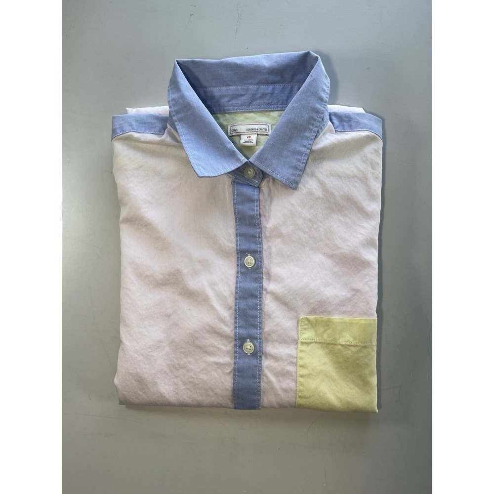 GAP Colorblock Classic Fit Button Down Womens Size XS 90s Retro Preppy